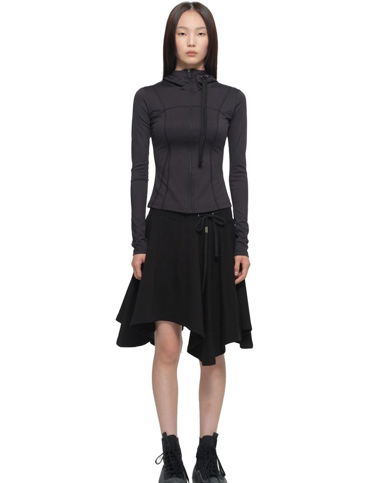 NACHE × TRICKLE FLARE MIDI SKIRT / BLACK