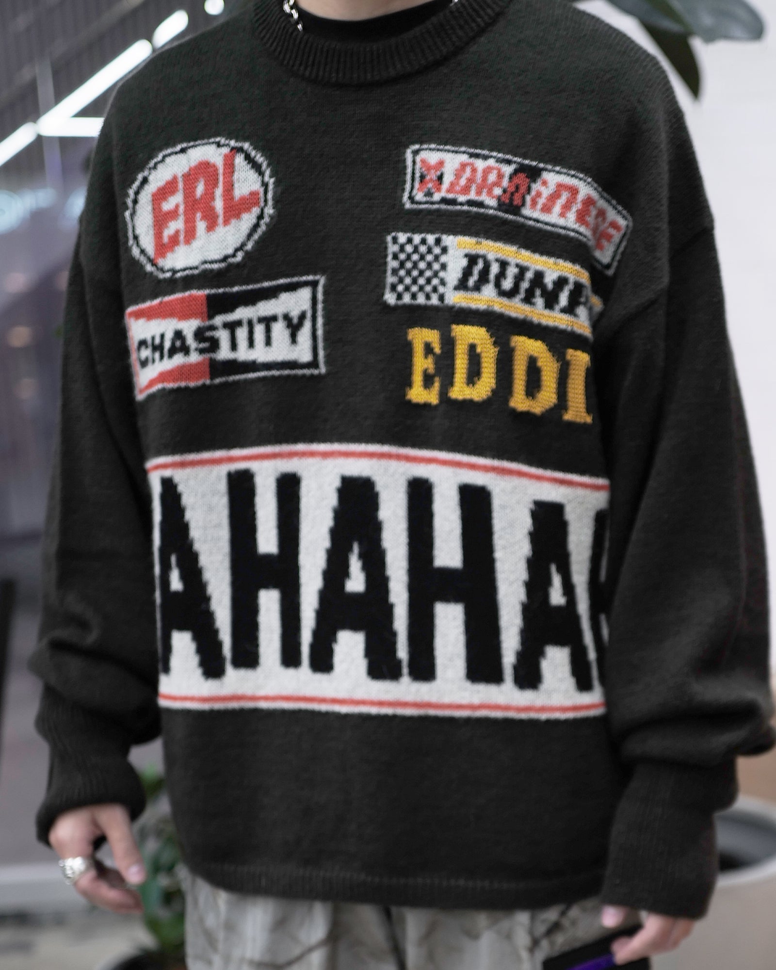 ERL・イーアールエル - ニット・セーター UNISEX HAHAHAH WOOL MOHAIR SWEATER KNIT / BLACK