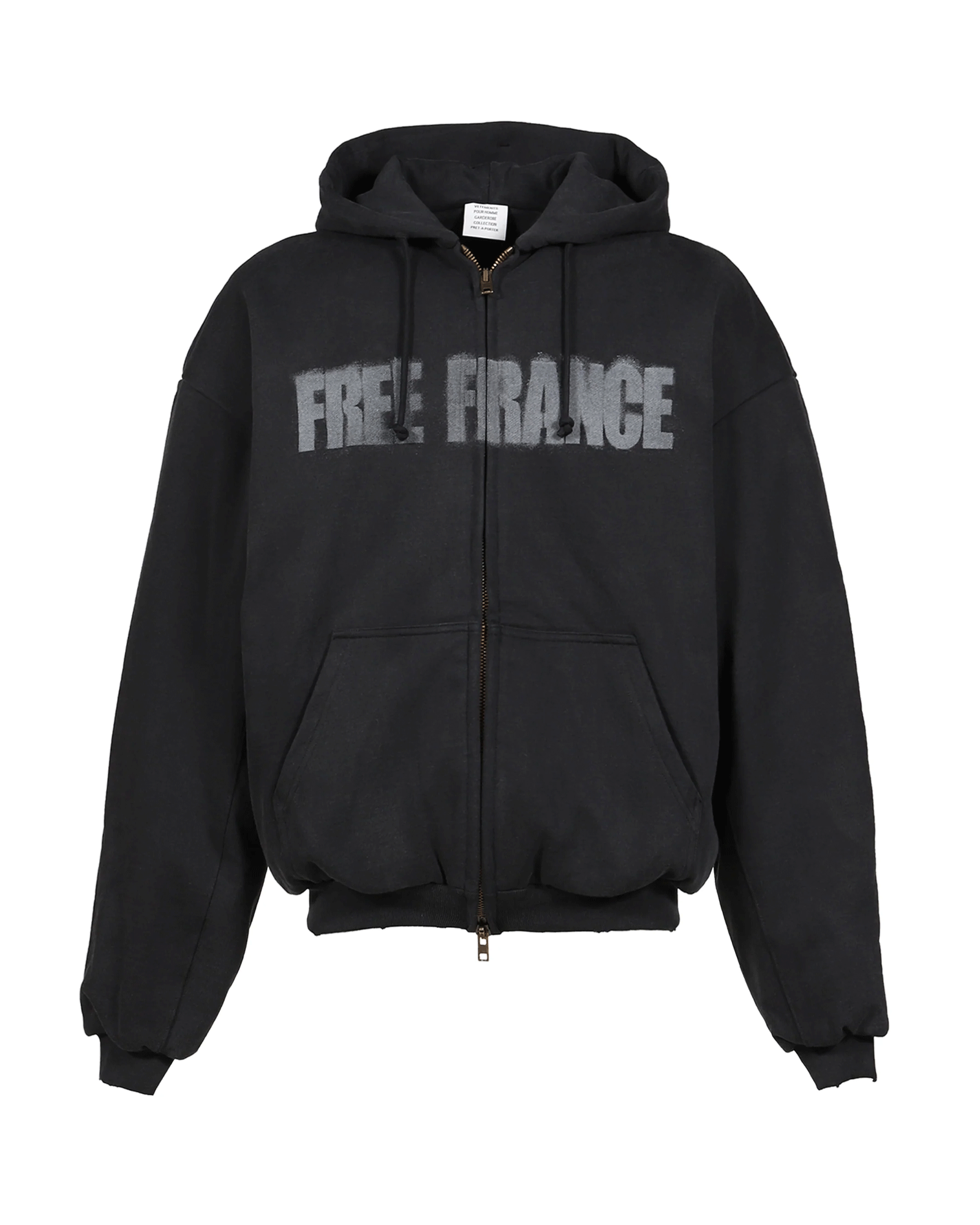 VETEMENTS・ヴェトモン - ジャケット PUFFEDZIP-UP HOODIE FREE FRANCE
/ WASHED  BLACK