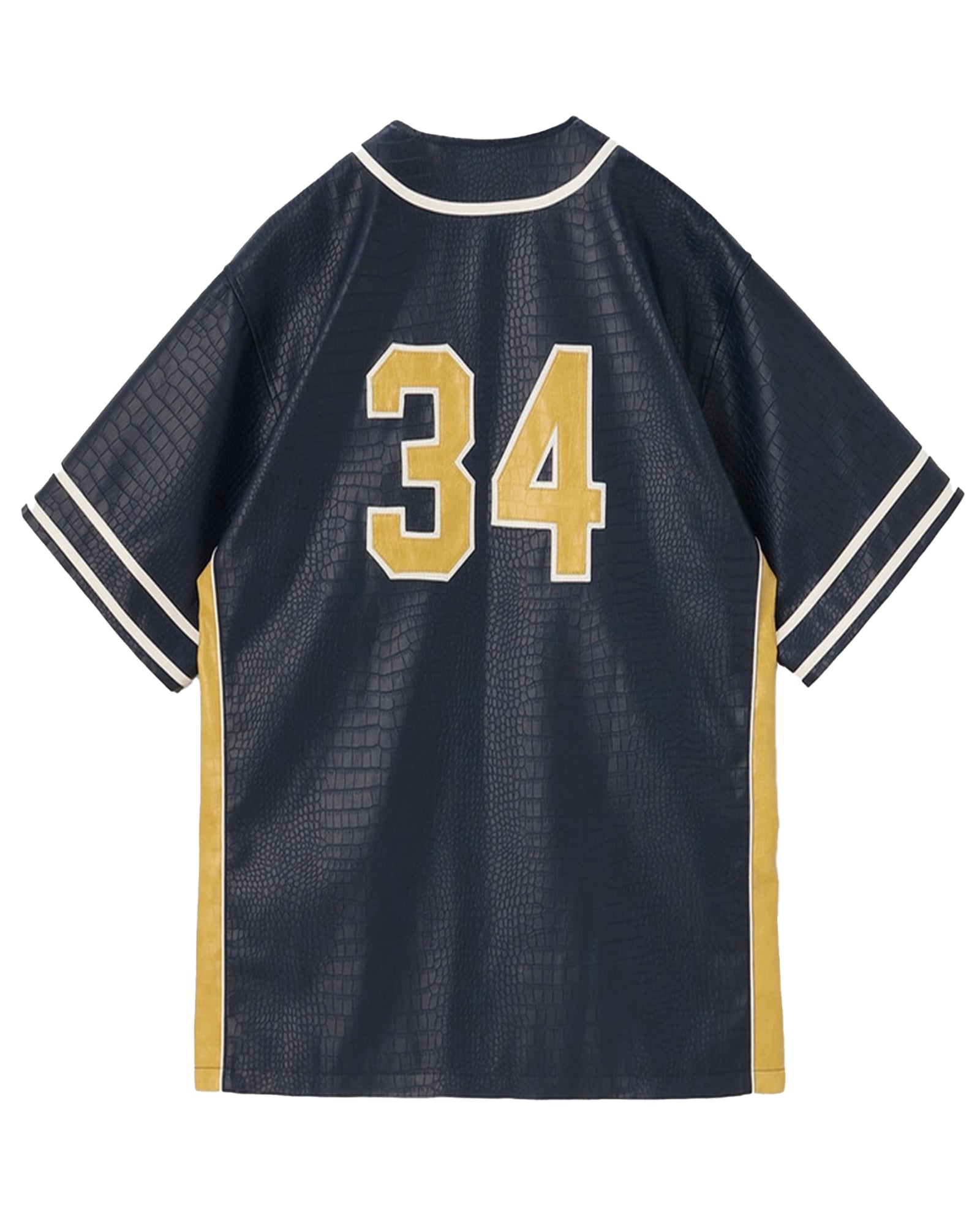 AMBUSH・アンブッシュ - シャツ FAKE CROCODILE LEATHER BASEBALL SHIRT / NAVY