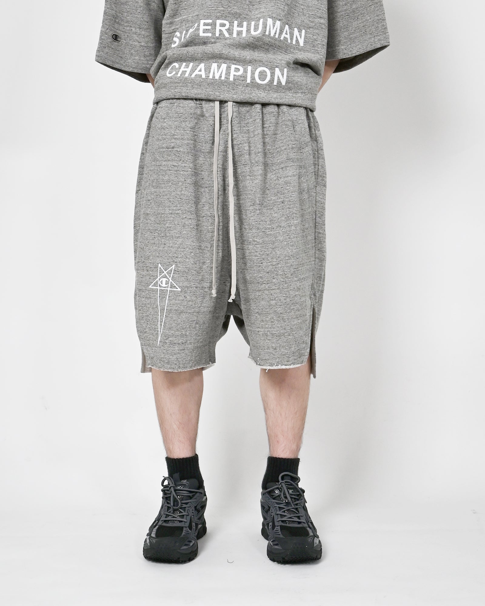RICK OWENS・リック オウエンス - ハーフ・ショートパンツ BEVELED PODS / GREY MELANGE