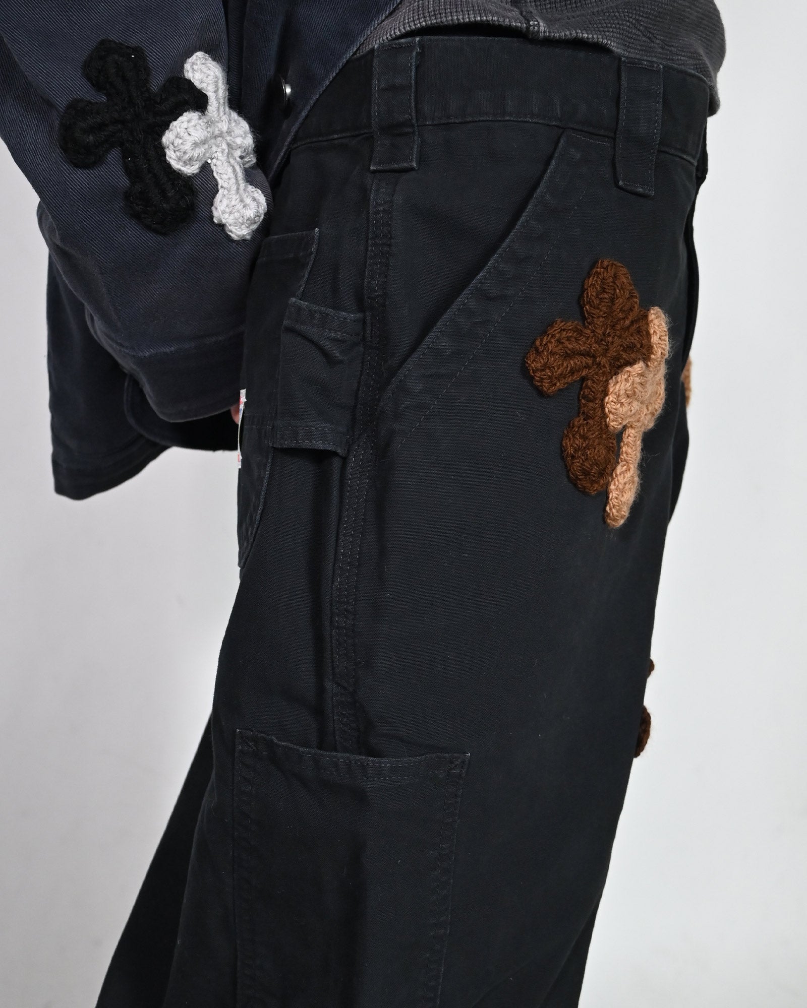 Y.A.R.N.・ヤーン - デニムパンツ Y.A.R.N. CARHARTT REMAKED PANTS-2 / BLACK