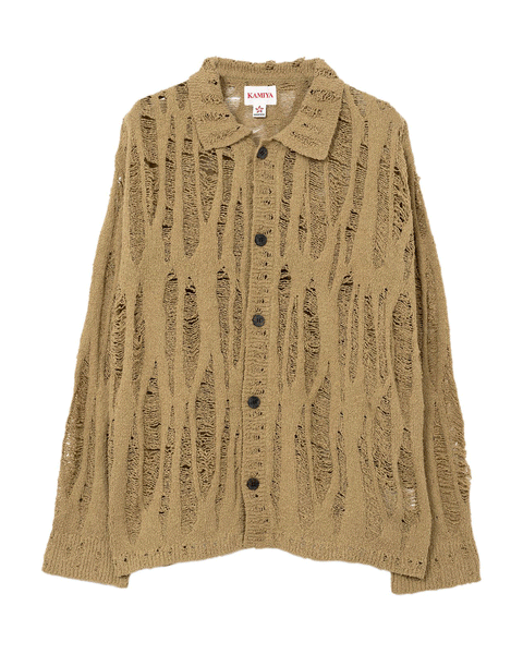 トップス KAMIYA Distressed Knit Cardigan BLACK セール】Distressed Knit Cardigan（カーディガン/ボレロ