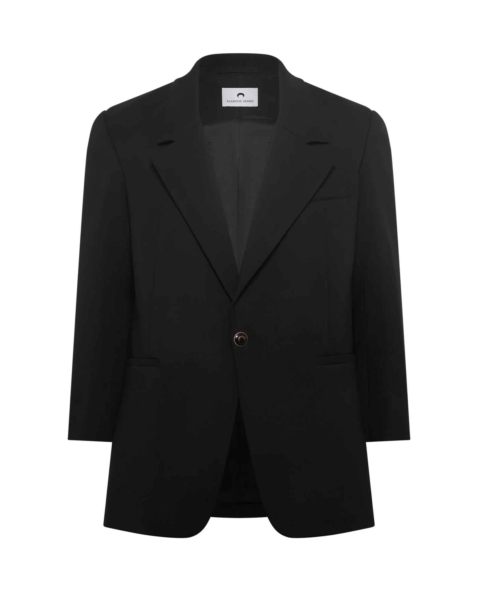 VIRGIN WOOL TWILL BOXY JACKET / BLACK