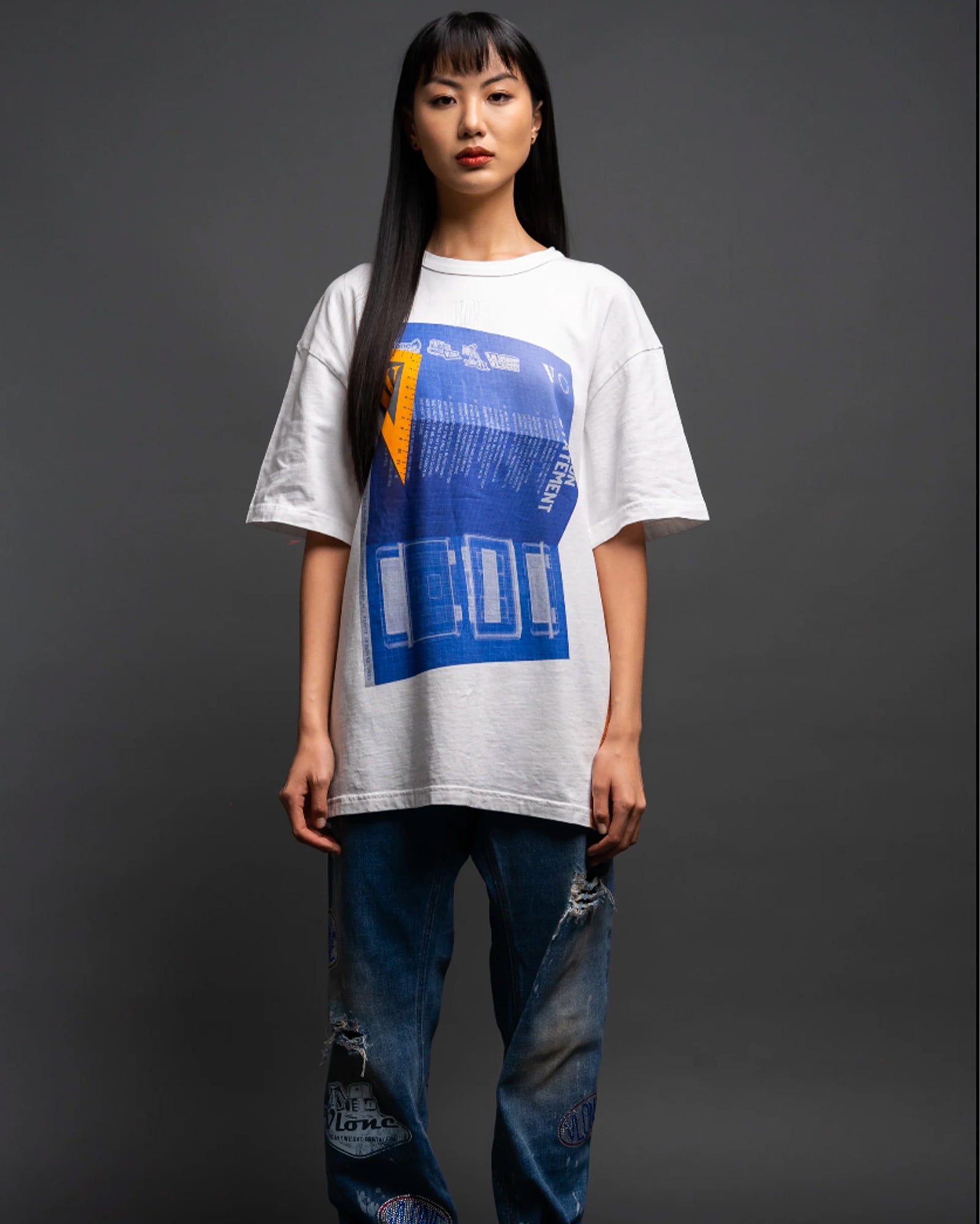 VLONE・ヴィーローン - Tシャツ・カットソー BLUEPRINT-TSHIRT / WHITE