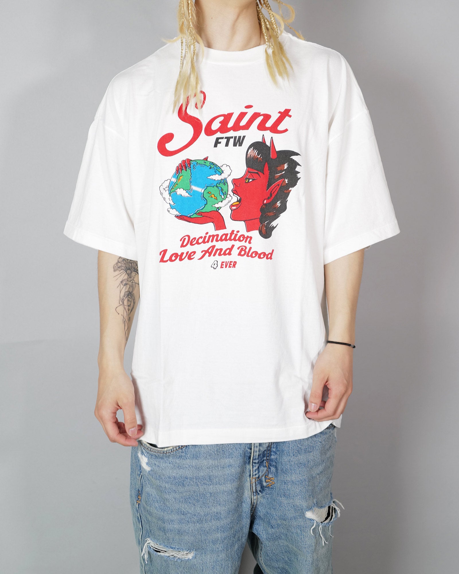 ©SAINT M××××××・セントマイケル - Tシャツ・カットソー SS TEE/SAINT DEVIL / WHITE